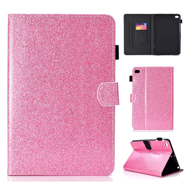 For iPad Mini 1/2/3/4/5 Varnish Glitter Powder Horizontal Flip Leather Case with Holder & Card Slot(Pink)-garmade.com