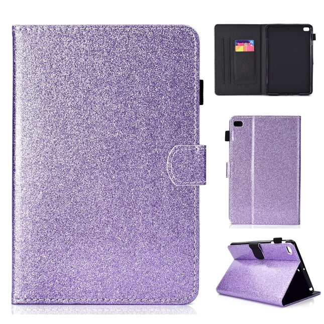For iPad Mini 1/2/3/4/5 Varnish Glitter Powder Horizontal Flip Leather Case with Holder & Card Slot(Purple)-garmade.com