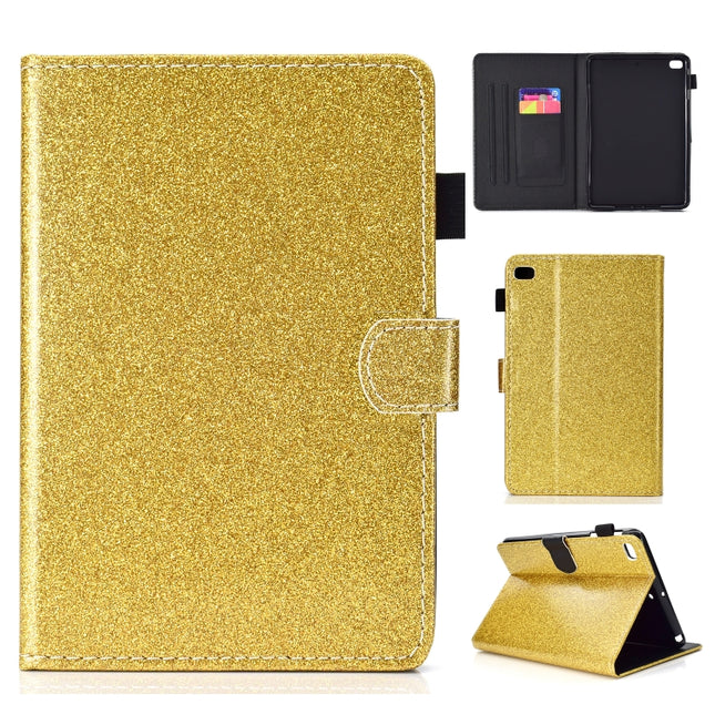 For iPad Mini 1/2/3/4/5 Varnish Glitter Powder Horizontal Flip Leather Case with Holder & Card Slot(Gold)-garmade.com