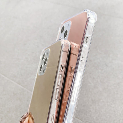 TPU + Acrylic Four Drop Luxury Plating Mirror Phone Case Cover For iPhone 13(Rose Gold)-garmade.com