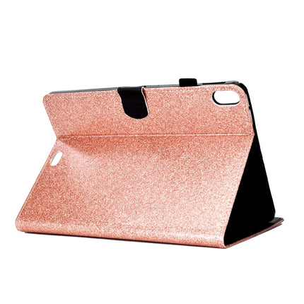 For iPad Pro 11 (2018) Varnish Glitter Powder Horizontal Flip Leather Case with Holder & Card Slot(Rose Gold)-garmade.com