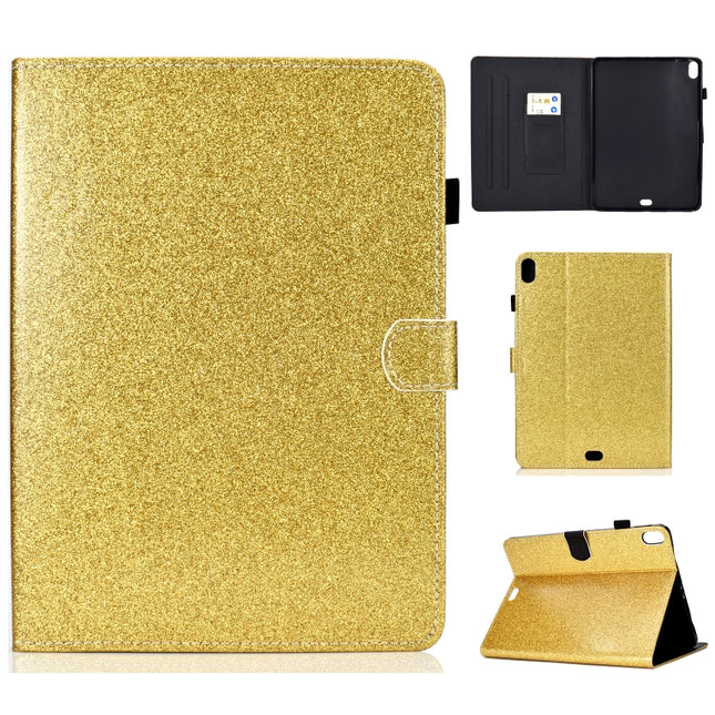 For iPad Pro 11 (2018) Varnish Glitter Powder Horizontal Flip Leather Case with Holder & Card Slot(Gold)-garmade.com