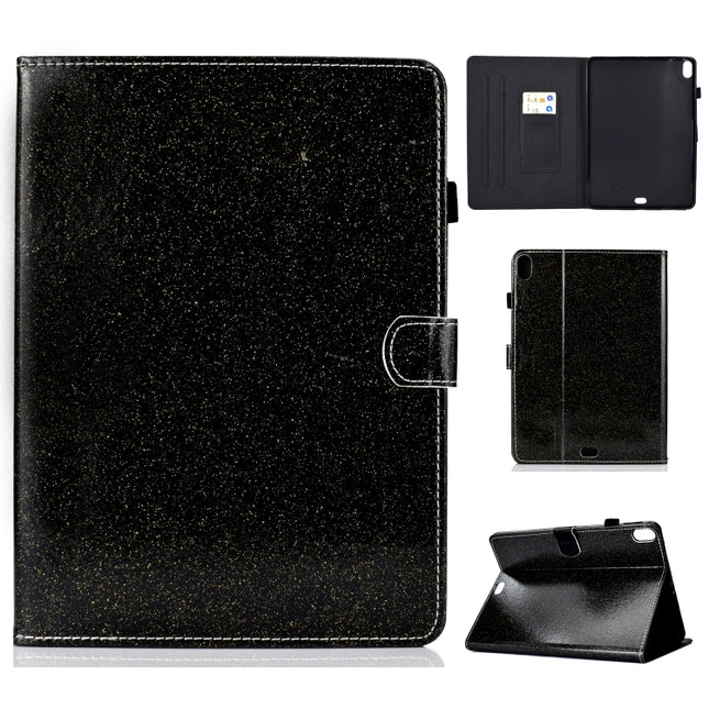 For iPad Pro 11 (2018) Varnish Glitter Powder Horizontal Flip Leather Case with Holder & Card Slot(Black)-garmade.com
