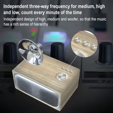 SOAIY Retro Subwoofer Bluetooth Speaker Wireless Mini Radio(Wood Grain)-garmade.com
