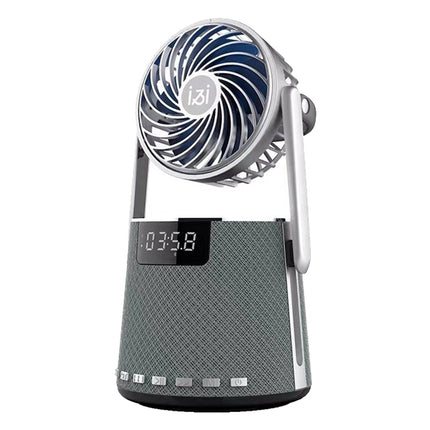 SOAIY K8 Wireless Bluetooth Dual Alarm Clock Speaker with Small Fan(Grey)-garmade.com