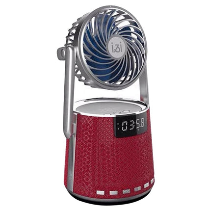 SOAIY K8 Wireless Bluetooth Dual Alarm Clock Speaker with Small Fan(Red)-garmade.com