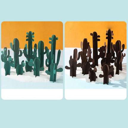 12 in 1 Miniature Beach Paper Cut Cactus Sandy Beach Landscape Decoration Photography Props(Green)-garmade.com