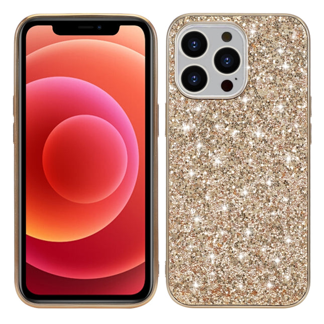 Glitter Powder Shockproof TPU Protective Case For iPhone 13 Mini(Gold)-garmade.com