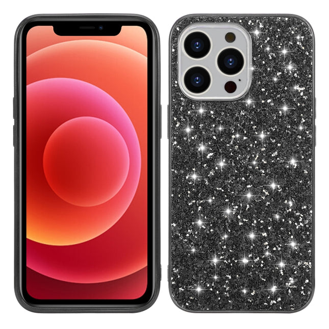 Glitter Powder Shockproof TPU Protective Case For iPhone 13 Mini(Black)-garmade.com