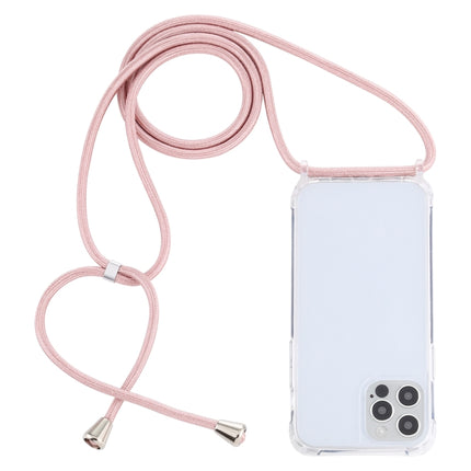 Transparent Acrylic Airbag Shockproof Phone Protective Case with Lanyard For iPhone 13 Pro(Rose Gold)-garmade.com