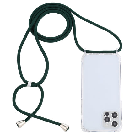 Transparent Acrylic Airbag Shockproof Phone Protective Case with Lanyard For iPhone 13 Pro(Dark Green)-garmade.com