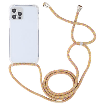 Transparent Acrylic Airbag Shockproof Phone Protective Case with Lanyard For iPhone 13 Pro(Yellow Rainbow)-garmade.com