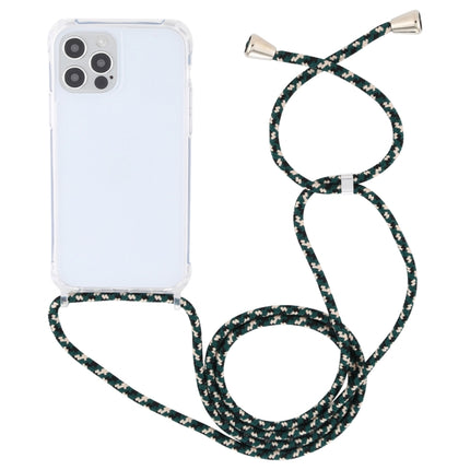 Transparent Acrylic Airbag Shockproof Phone Protective Case with Lanyard For iPhone 13 Pro(Green Beige Black)-garmade.com