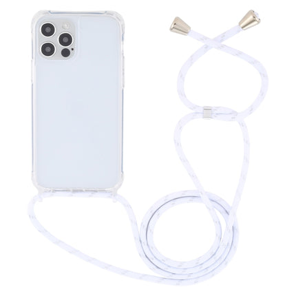 Transparent Acrylic Airbag Shockproof Phone Protective Case with Lanyard For iPhone 13 Pro(White Gold)-garmade.com