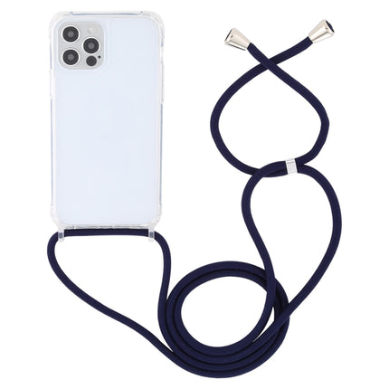 Transparent Acrylic Airbag Shockproof Phone Protective Case with Lanyard For iPhone 13 Pro(Navy Blue)-garmade.com