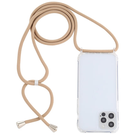 Transparent Acrylic Airbag Shockproof Phone Protective Case with Lanyard For iPhone 13 Pro(Camel)-garmade.com