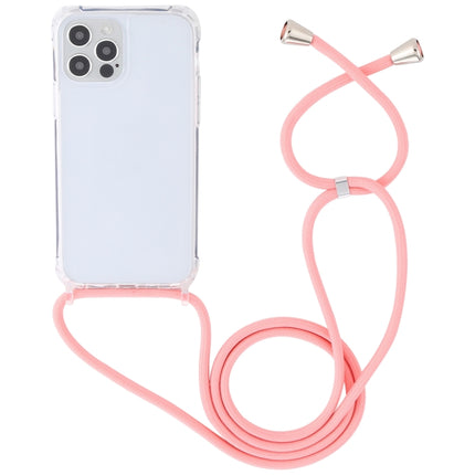 Transparent Acrylic Airbag Shockproof Phone Protective Case with Lanyard For iPhone 13 Pro(Pink)-garmade.com