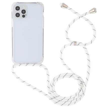 Transparent Acrylic Airbag Shockproof Phone Protective Case with Lanyard For iPhone 13 Pro(White Grey Fine Lines)-garmade.com