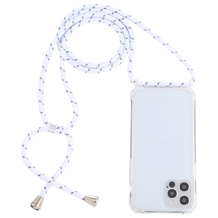 Transparent Acrylic Airbag Shockproof Phone Protective Case with Lanyard For iPhone 13 Pro(White Grey Rough Grain)-garmade.com