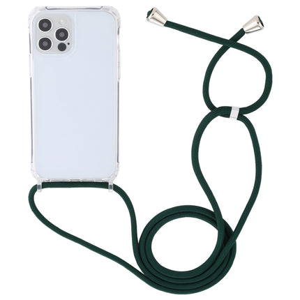 Transparent Acrylic Airbag Shockproof Phone Protective Case with Lanyard For iPhone 13(Dark Green)-garmade.com