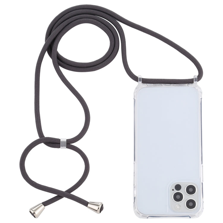 Transparent Acrylic Airbag Shockproof Phone Protective Case with Lanyard For iPhone 13(Dark Grey)-garmade.com