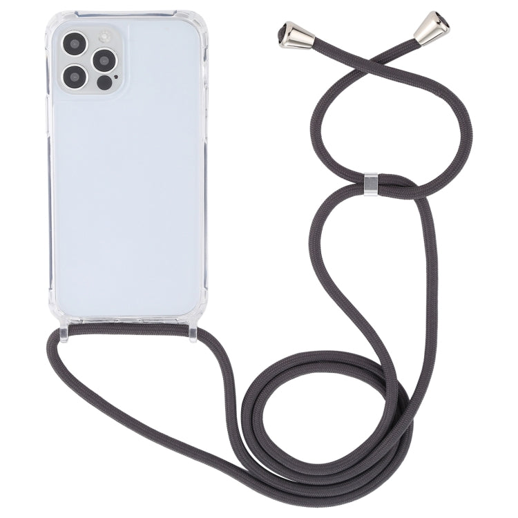 Transparent Acrylic Airbag Shockproof Phone Protective Case with Lanyard For iPhone 13(Dark Grey)-garmade.com