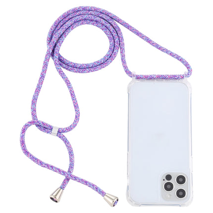 Transparent Acrylic Airbag Shockproof Phone Protective Case with Lanyard For iPhone 13(Purple Rainbow)-garmade.com