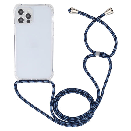 Transparent Acrylic Airbag Shockproof Phone Protective Case with Lanyard For iPhone 13(Gradient Blue)-garmade.com