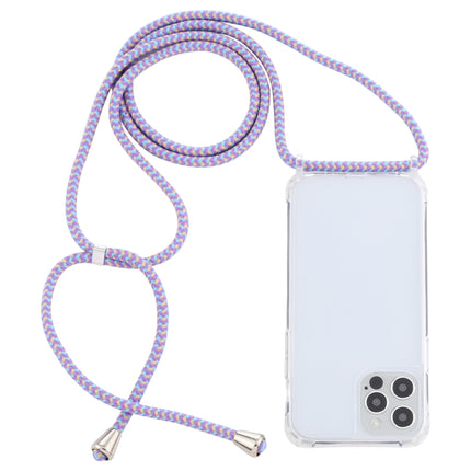 Transparent Acrylic Airbag Shockproof Phone Protective Case with Lanyard For iPhone 13(Purple Blue Apricot)-garmade.com