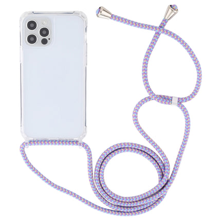 Transparent Acrylic Airbag Shockproof Phone Protective Case with Lanyard For iPhone 13(Purple Blue Apricot)-garmade.com