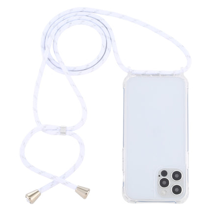 Transparent Acrylic Airbag Shockproof Phone Protective Case with Lanyard For iPhone 13(White Gold)-garmade.com