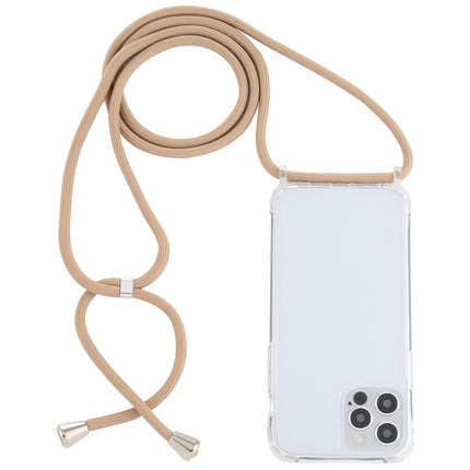 Transparent Acrylic Airbag Shockproof Phone Protective Case with Lanyard For iPhone 13(Camel)-garmade.com