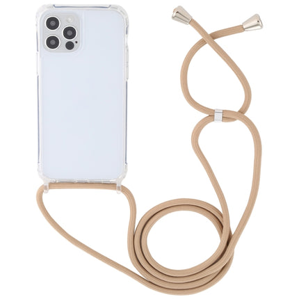 Transparent Acrylic Airbag Shockproof Phone Protective Case with Lanyard For iPhone 13(Camel)-garmade.com