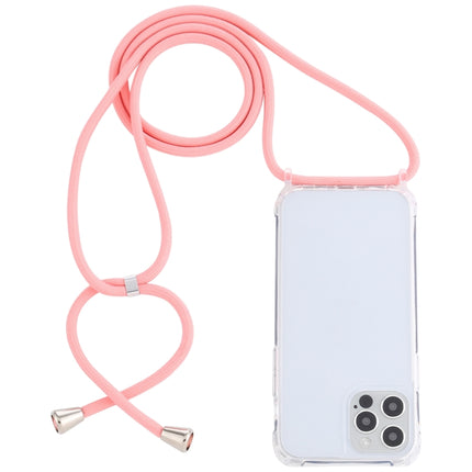 Transparent Acrylic Airbag Shockproof Phone Protective Case with Lanyard For iPhone 13(Pink)-garmade.com