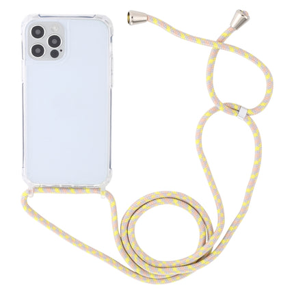 Transparent Acrylic Airbag Shockproof Phone Protective Case with Lanyard For iPhone 13(Yellow Pink Grey)-garmade.com
