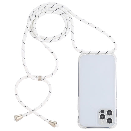 Transparent Acrylic Airbag Shockproof Phone Protective Case with Lanyard For iPhone 13(White Grey Fine Lines)-garmade.com