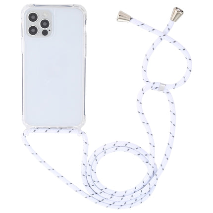 Transparent Acrylic Airbag Shockproof Phone Protective Case with Lanyard For iPhone 13(White Grey Rough Grain)-garmade.com
