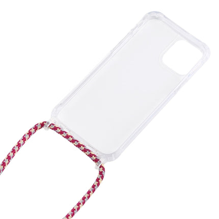 Transparent Acrylic Airbag Shockproof Phone Protective Case with Lanyard For iPhone 13(Rose Red)-garmade.com