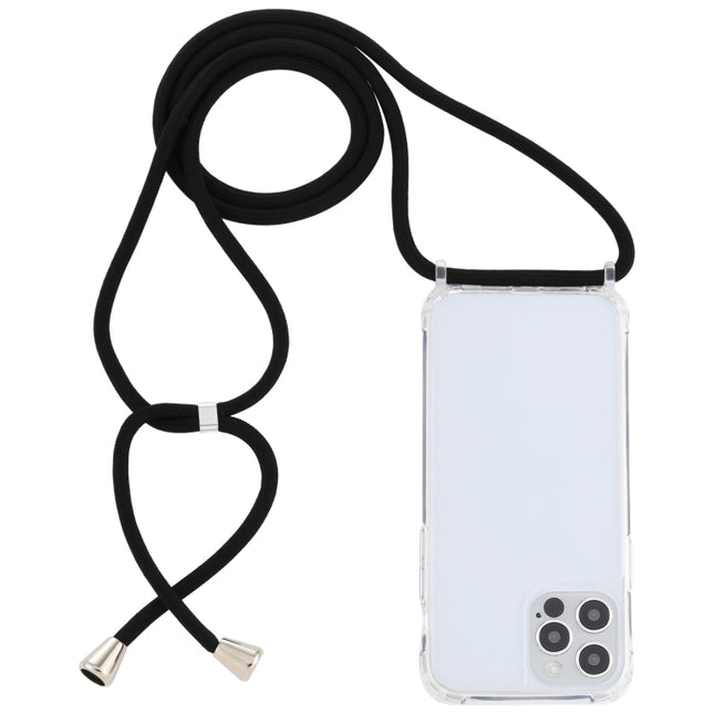 Transparent Acrylic Airbag Shockproof Phone Protective Case with Lanyard For iPhone 13 mini(Black)-garmade.com