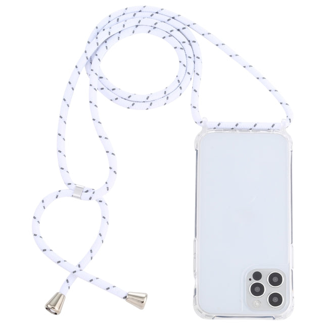 Transparent Acrylic Airbag Shockproof Phone Protective Case with Lanyard For iPhone 13 mini(White Grey Rough Grain)-garmade.com