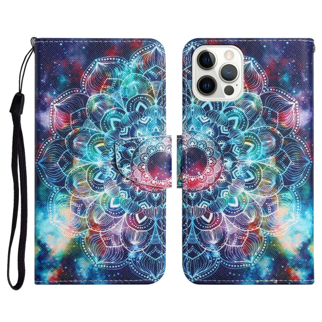 Painted Pattern Horizontal Flip Leather Case with Holder & Card Slot & Wallet For iPhone 13 Pro(Starry Mandala)-garmade.com