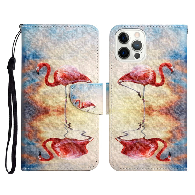 Painted Pattern Horizontal Flip Leather Case with Holder & Card Slot & Wallet For iPhone 13 Pro(Flamingo)-garmade.com