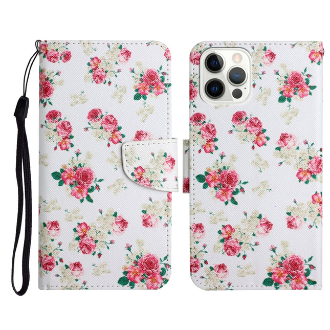 Painted Pattern Horizontal Flip Leather Case with Holder & Card Slot & Wallet For iPhone 13 Pro(Red Peony Flower)-garmade.com