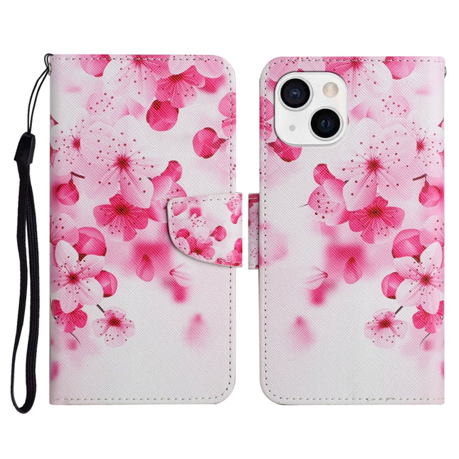 Painted Pattern Horizontal Flip Leather Case with Holder & Card Slot & Wallet For iPhone 13(Red Flower)-garmade.com