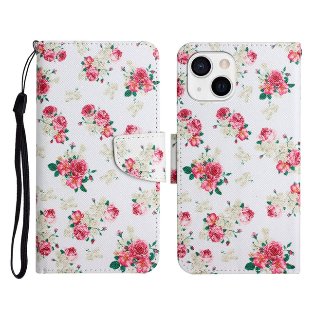 Painted Pattern Horizontal Flip Leather Case with Holder & Card Slot & Wallet For iPhone 13(Red Peony Flower)-garmade.com