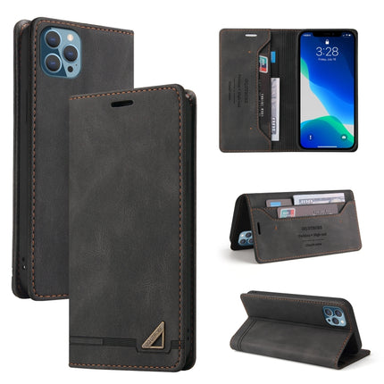 Skin Feel Anti-theft Brush Horizontal Flip Leather Case with Holder & Card Slots & Wallet For iPhone 13 Pro(Black)-garmade.com