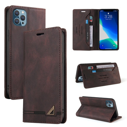 Skin Feel Anti-theft Brush Horizontal Flip Leather Case with Holder & Card Slots & Wallet For iPhone 13 Pro(Brown)-garmade.com