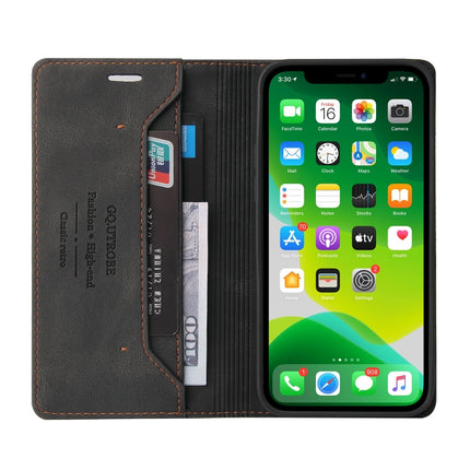Skin Feel Anti-theft Brush Horizontal Flip Leather Case with Holder & Card Slots & Wallet For iPhone 13(Black)-garmade.com