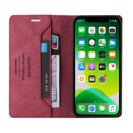 Skin Feel Anti-theft Brush Horizontal Flip Leather Case with Holder & Card Slots & Wallet For iPhone 13(Wine Red)-garmade.com
