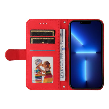 Skin Feel Life Tree Metal Button Horizontal Flip Leather Case with Holder & Card Slot & Wallet & Photo Frame & Strap For iPhone 13 Pro(Red)-garmade.com